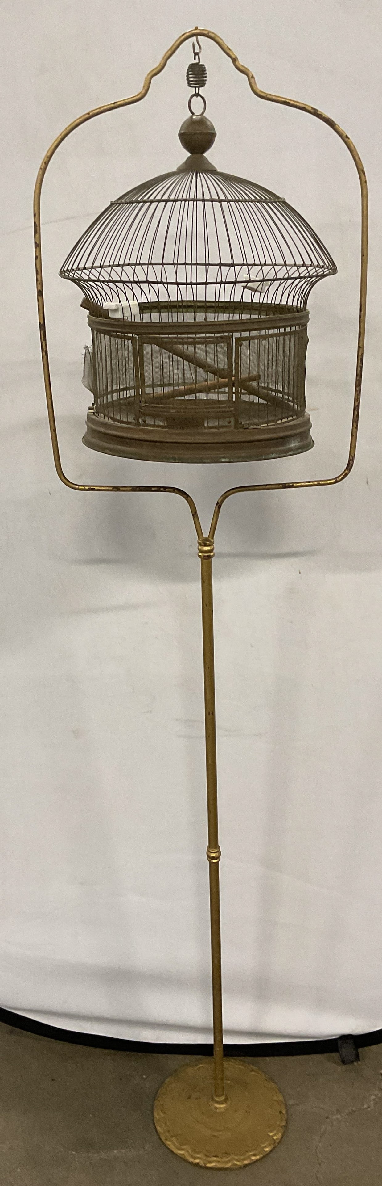 Antique Hendryx Birdcage with Gilt Stand USA 66in (1 of 8)