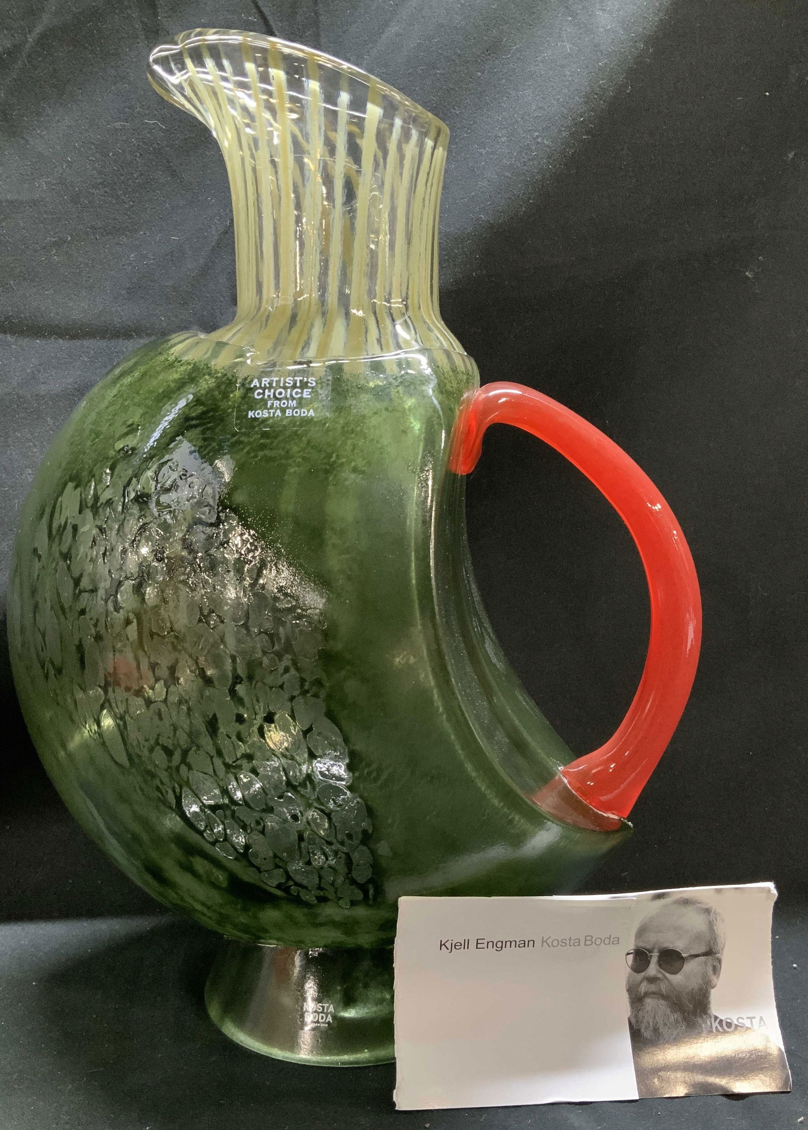 Signed Kjell Engman Kosta Boda Corfu Glass Pitcher (1 of 14)