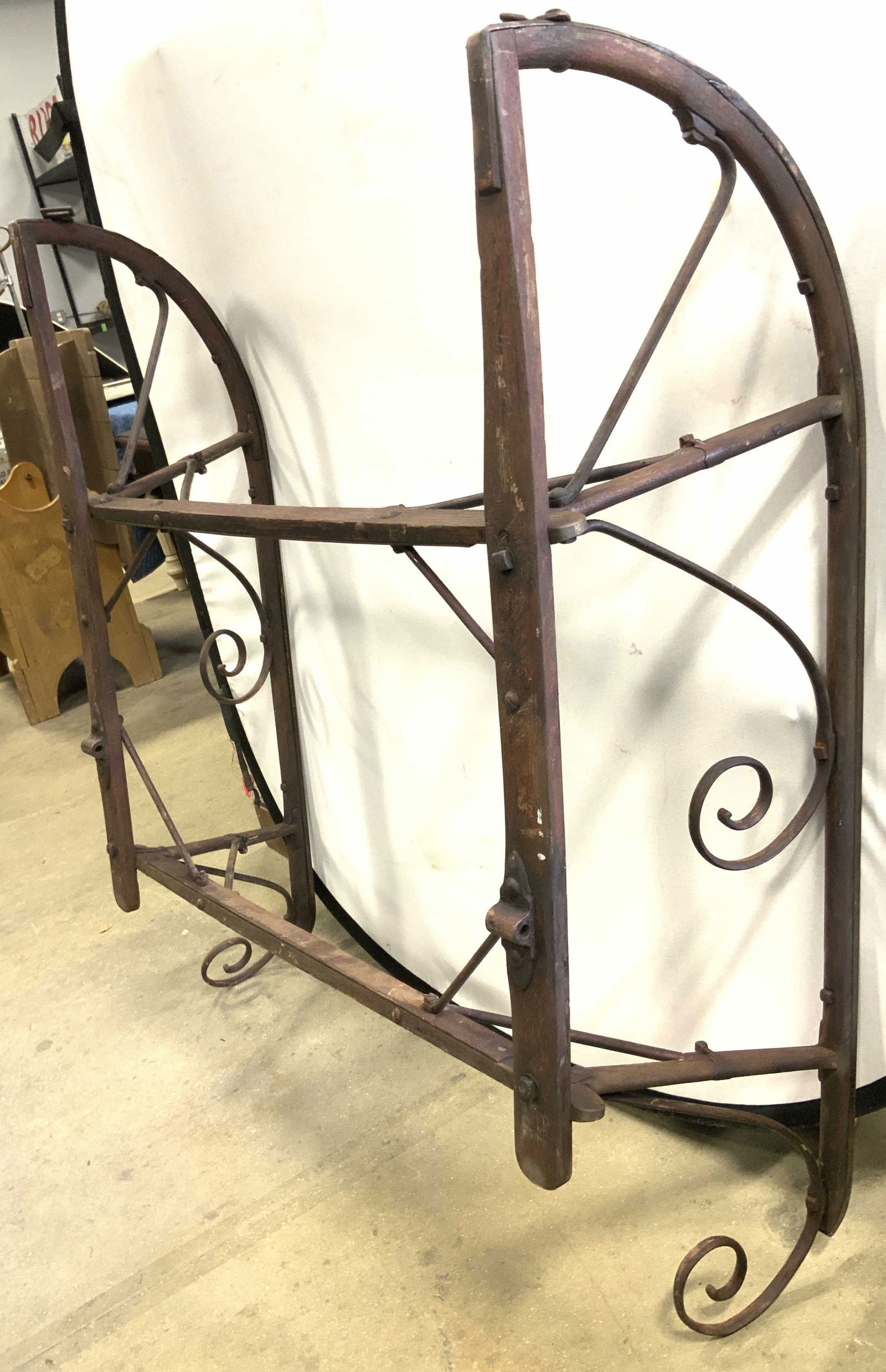 Antique Wood & Metal Sleigh Snow Sled 49in (1 of 9)