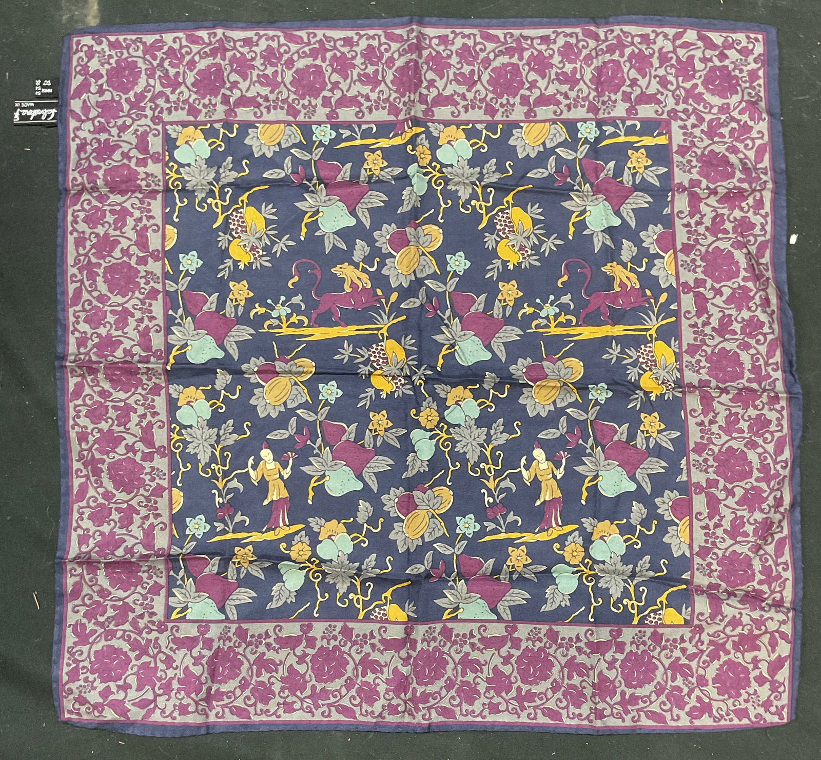 Salvatore FERRAGAMO Blue Botanical Silk Scarf Italy (1 of 7)