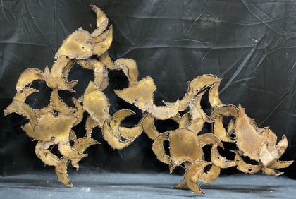 Mid Century Modern Brass Abstract Wall Hanging 34i