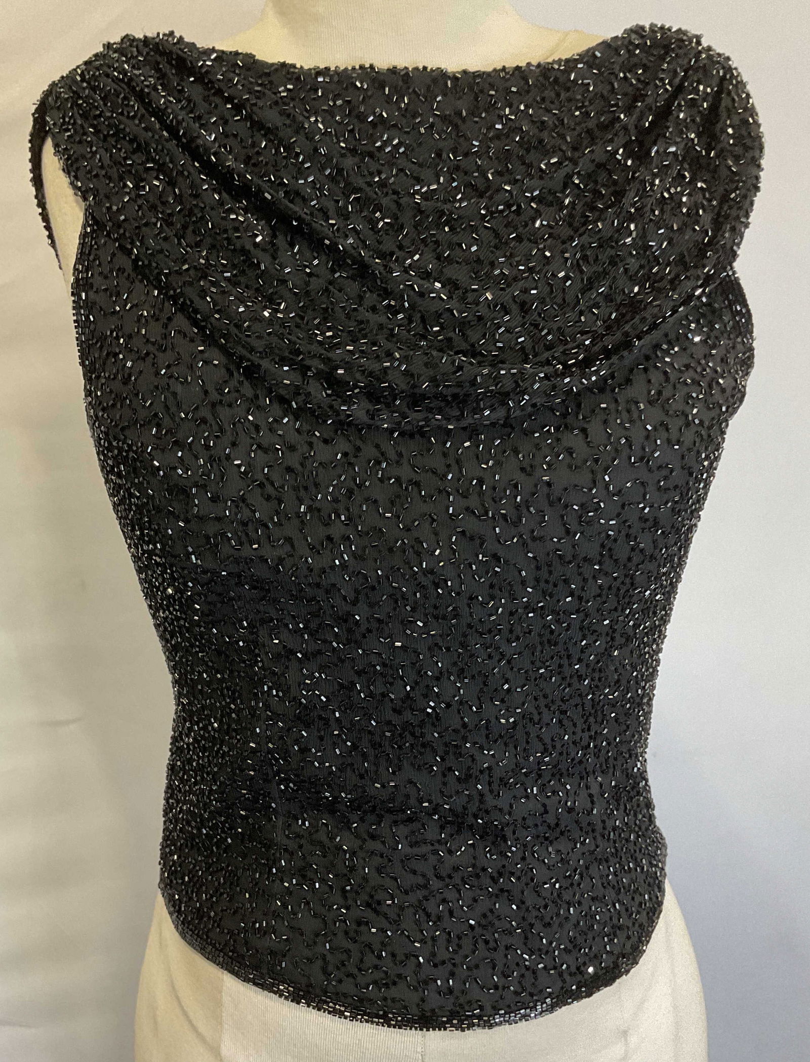 Vintage 1950s Black Beaded Sleeveless Top (1 of 7)