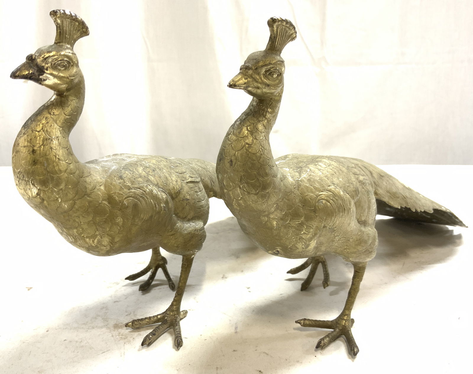 Vintage Pair Gilt Metal Peacock Figures 14in (1 of 8)