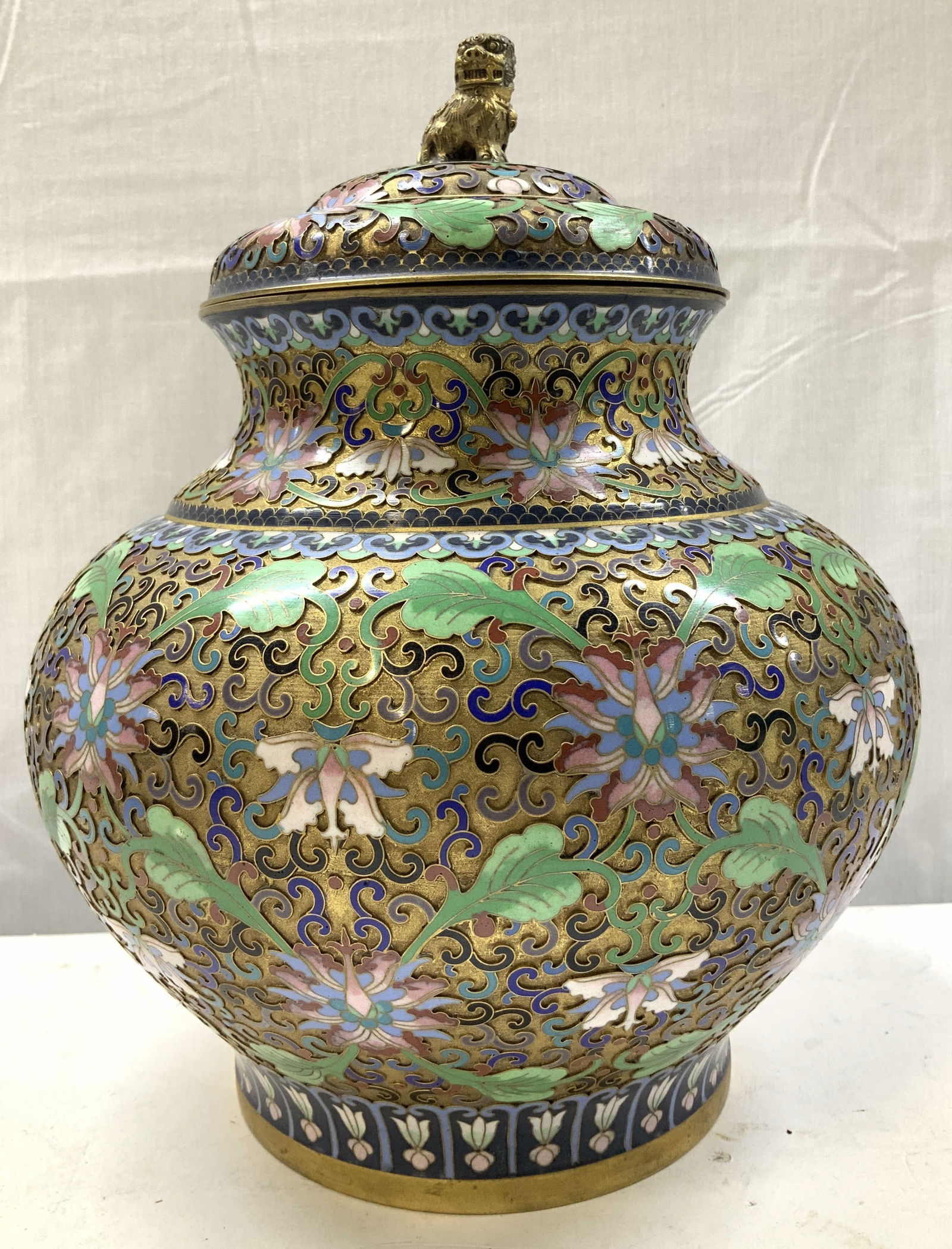 Vntg Chinese Cloisonne Enamel Floral Ginger Jar (1 of 10)