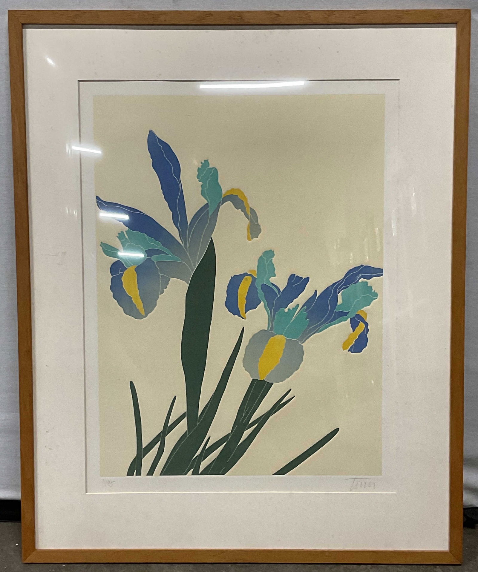 Signed Torm Blue Irises Aquatint Etching 34in (1 of 6)