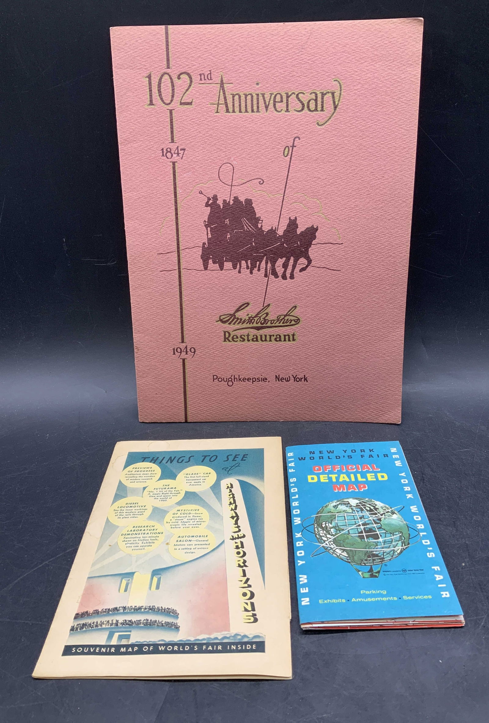 Lot 3 NY Worlds Fair 1961 Maps & Smith Anniv Menu (1 of 15)