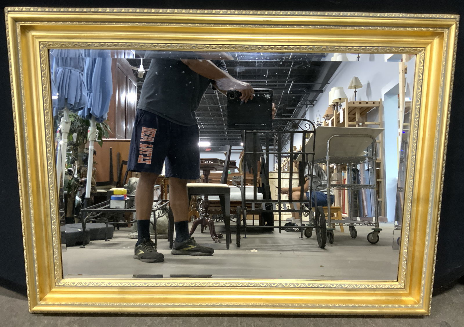 Gilt Wood Frame Beveled Wall Mirror 51in (1 of 8)