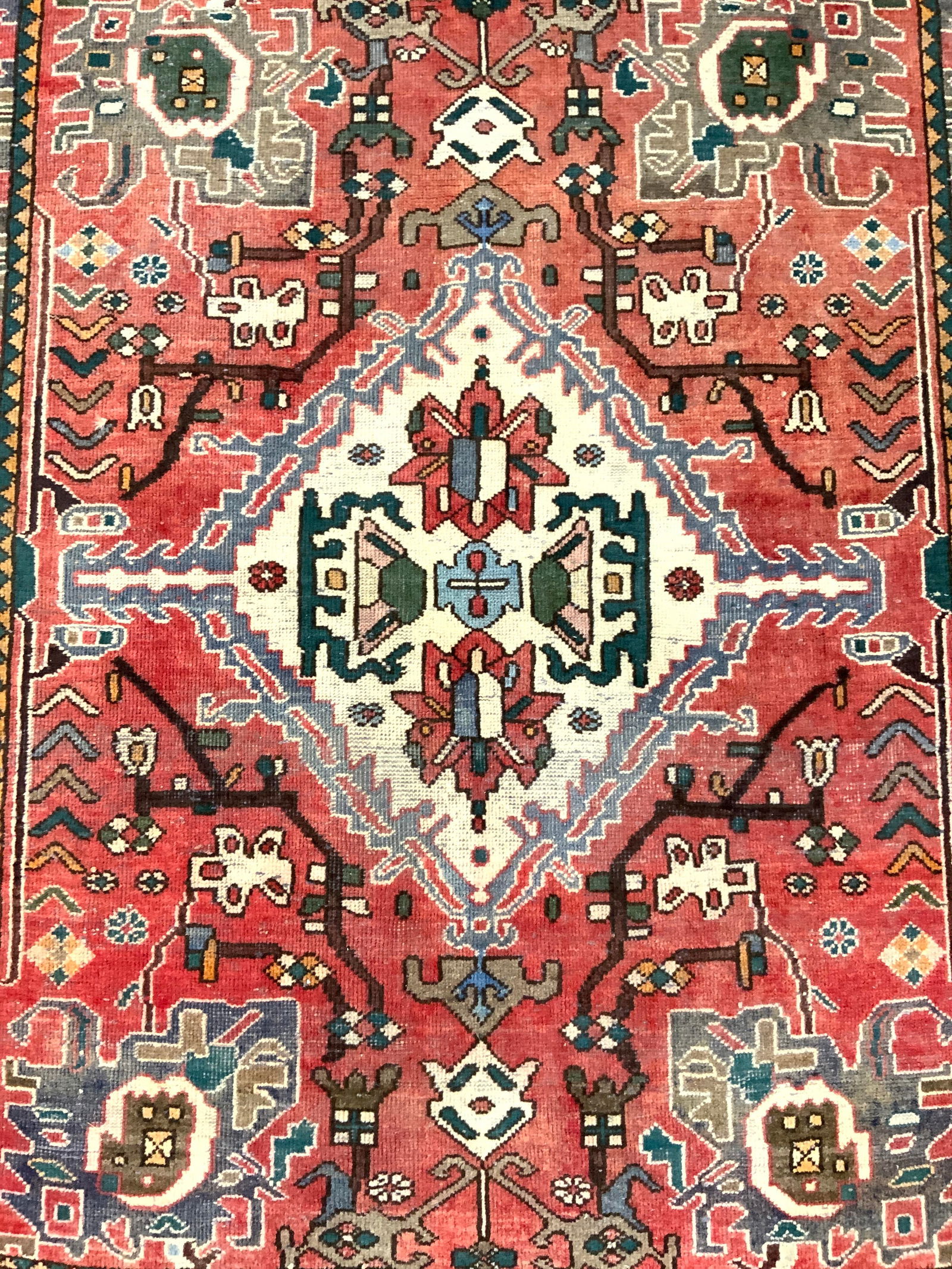 Vtg Handmade Persian Fringed Wool Area Rug (1 of 8)