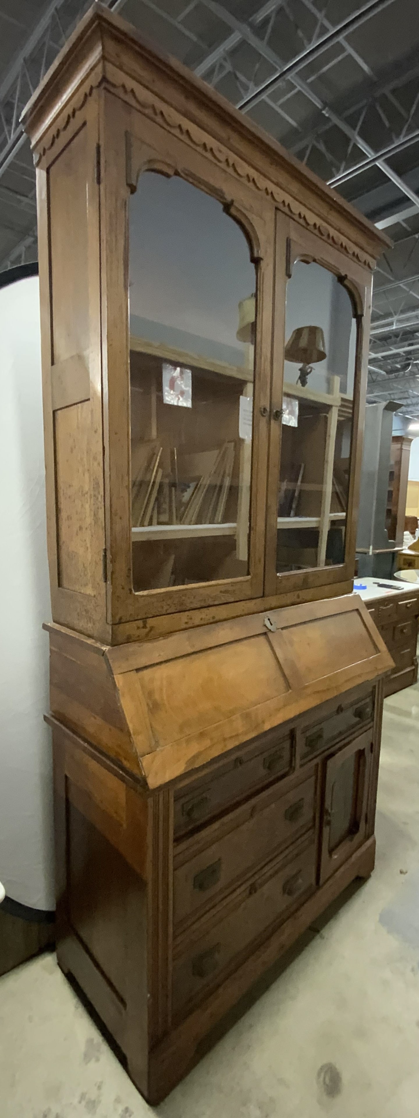 Atq Wood Victorian Hutch Secretary Desk W Casters (1 of 12)