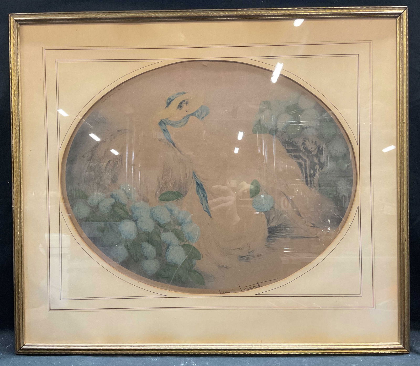 Sgn Louis Icart Woman Hydrangeas Etching 1929 (1 of 6)