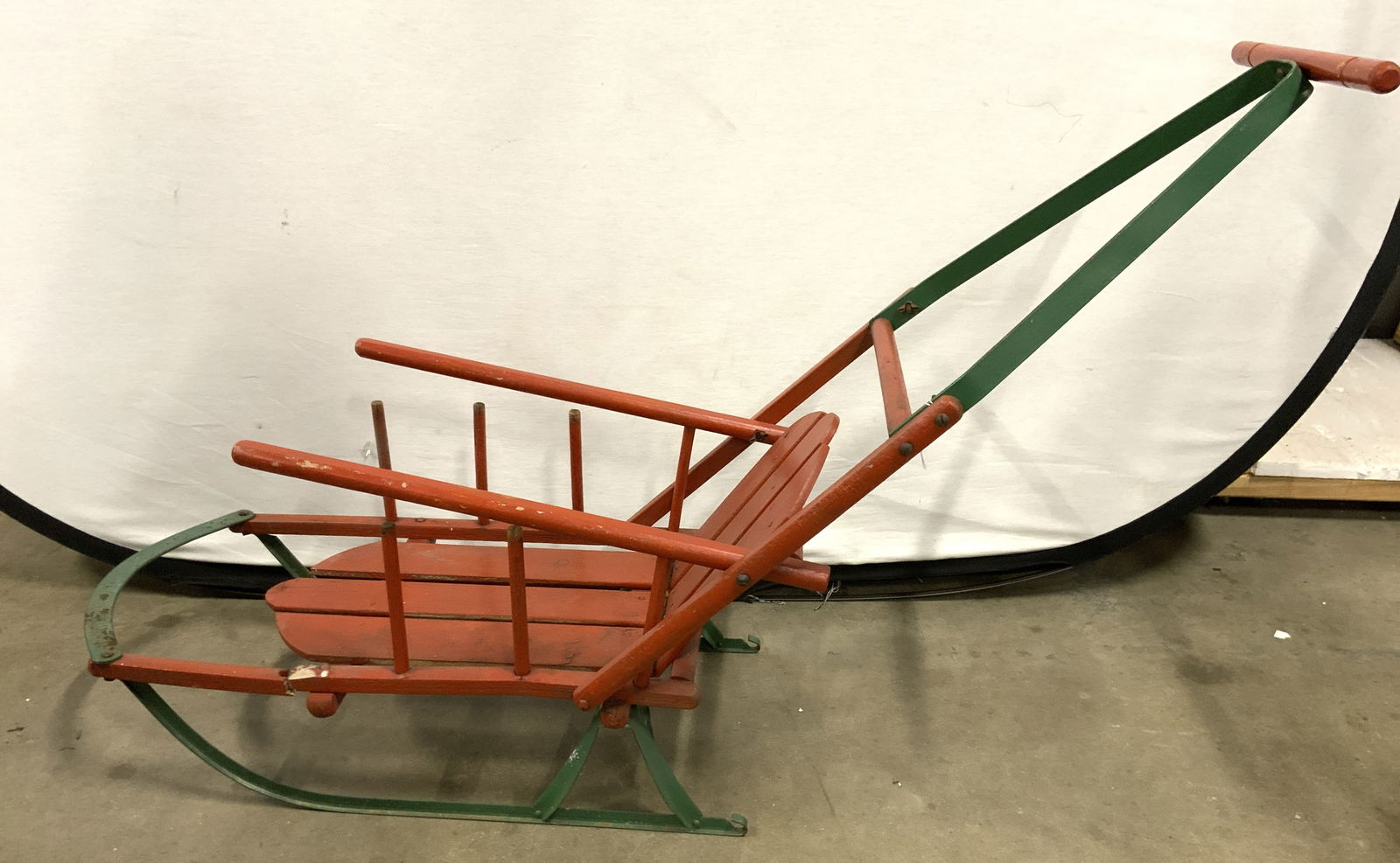 Vtg Red & Green Wood & Metal Sled 38in (1 of 10)