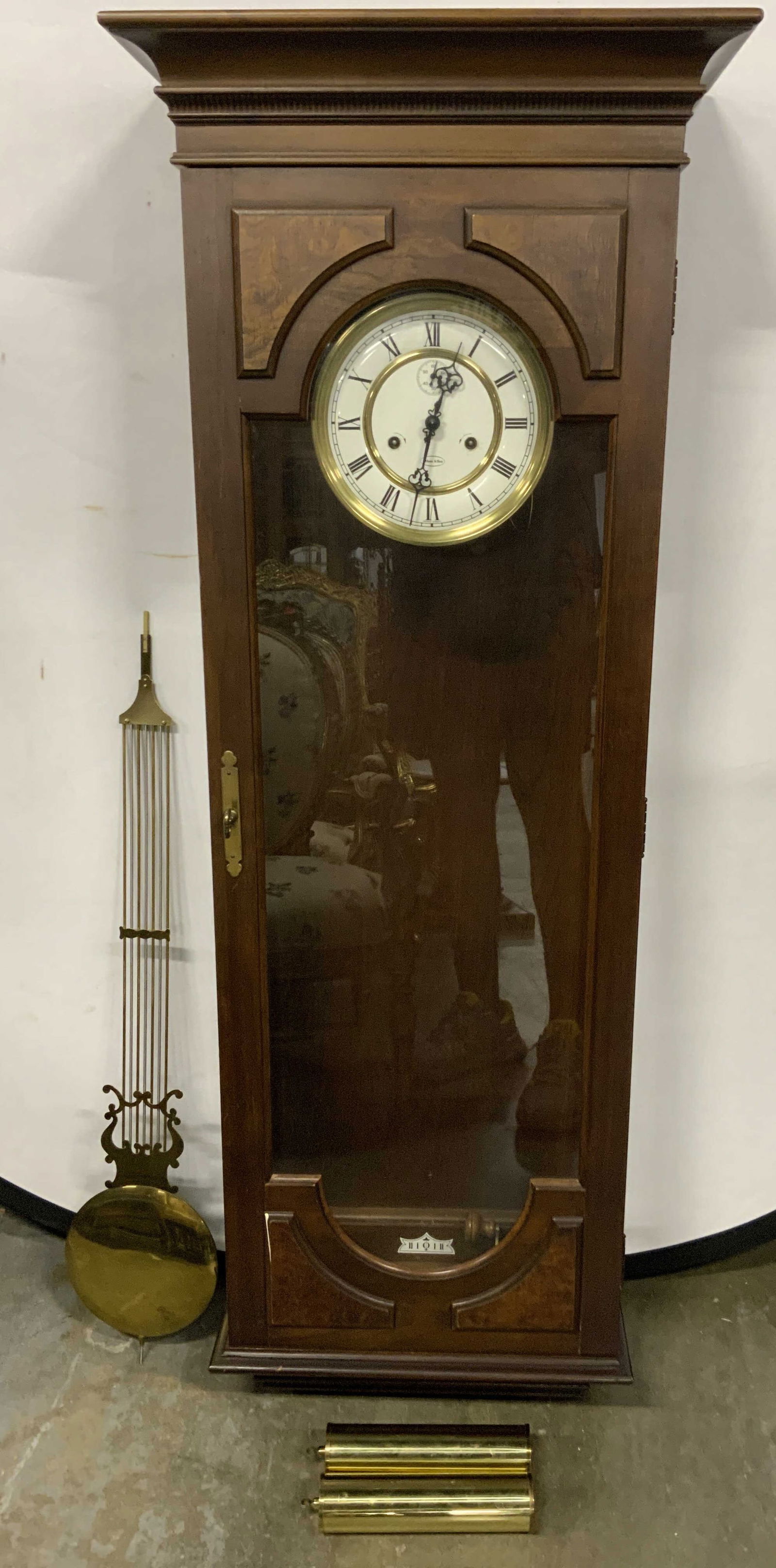 ETHAN ALLEN Vtg Wooden Wall Mount Clock 49in (1 of 15)