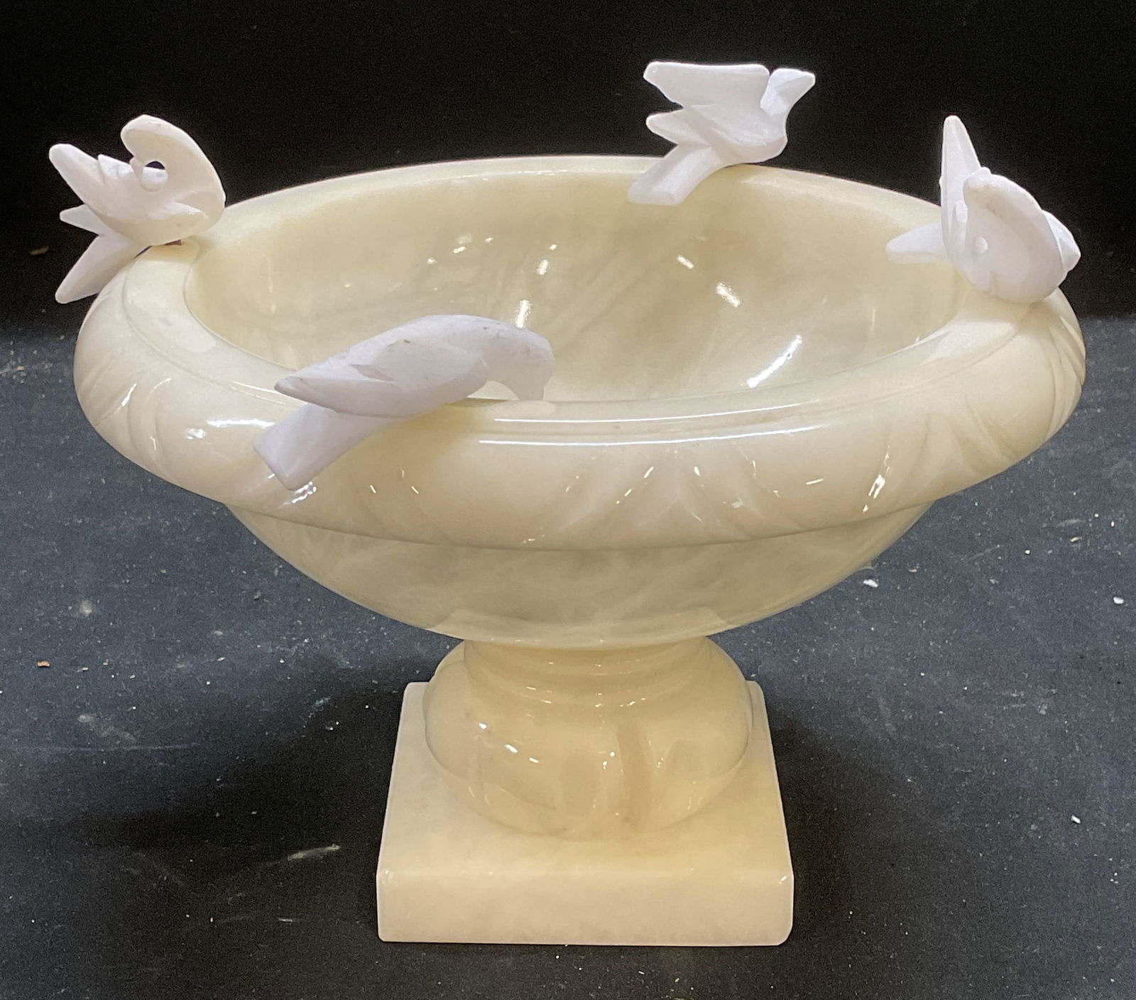 Hand Carved Alabaster Bird Pedestal Bowl Italy (1 of 6)