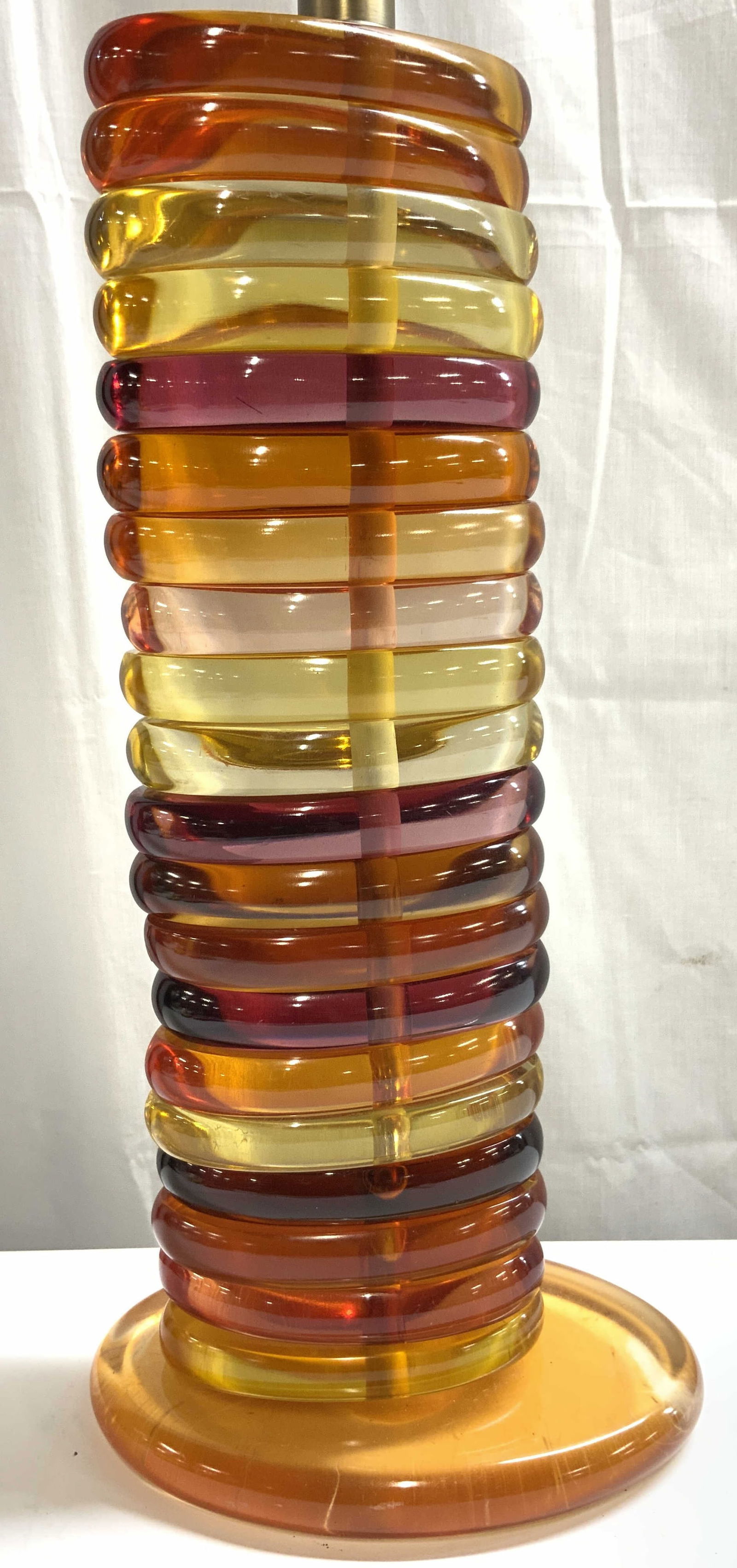 MCM Lucite Caramel Table Lamp W Harp & Finial (1 of 10)