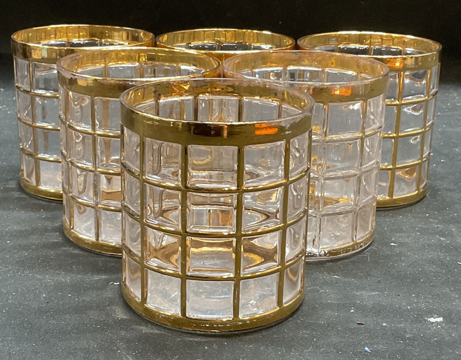 Set 6 Imperial Glass Gilt Lowball Glasses (1 of 8)