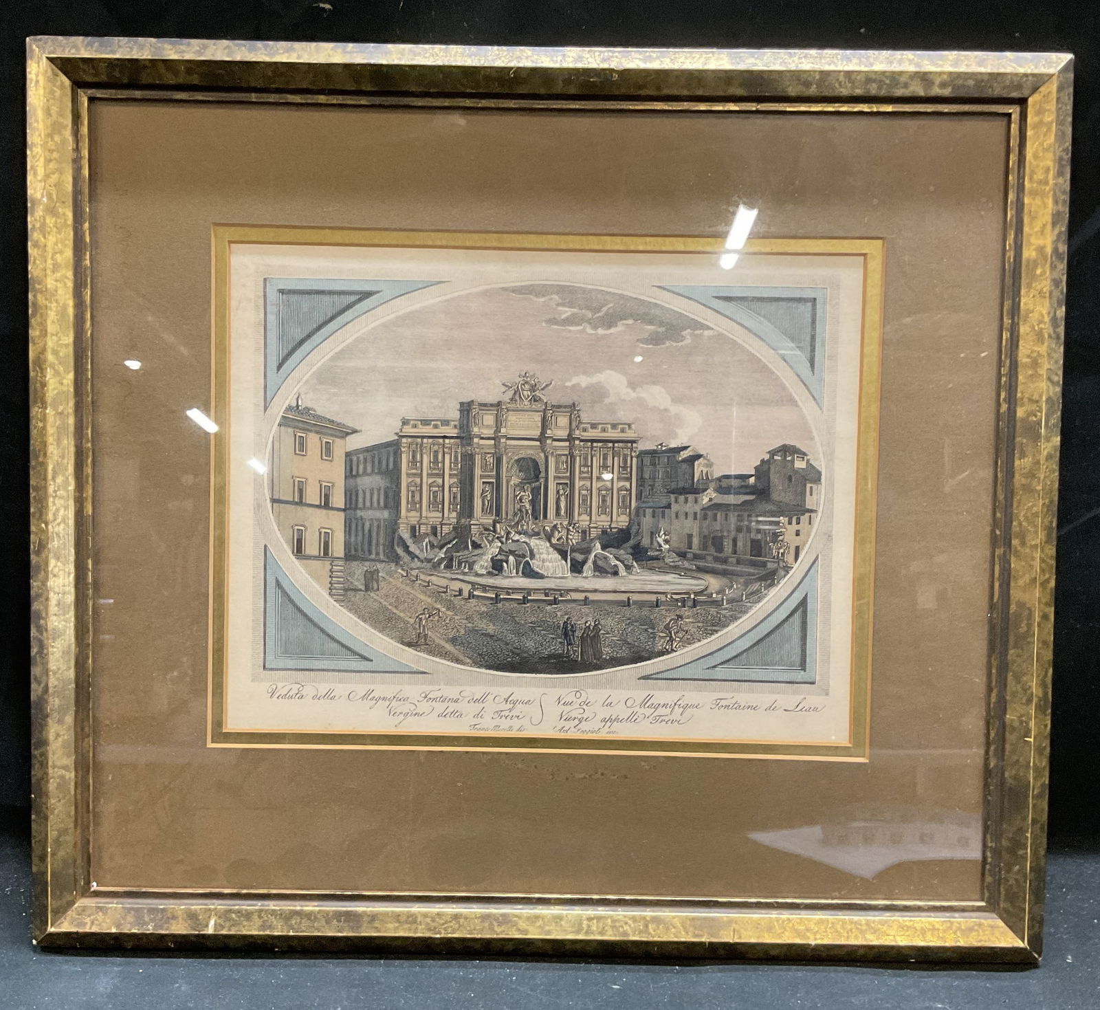 Antq Franco Morelli Trevi Fountain Engraving 17in (1 of 7)