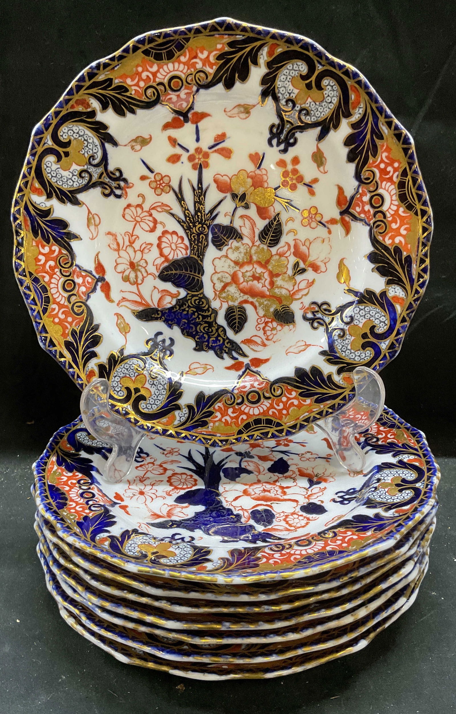 Set 9 Antq Royal Crown Derby Kings Imari Plates (1 of 7)
