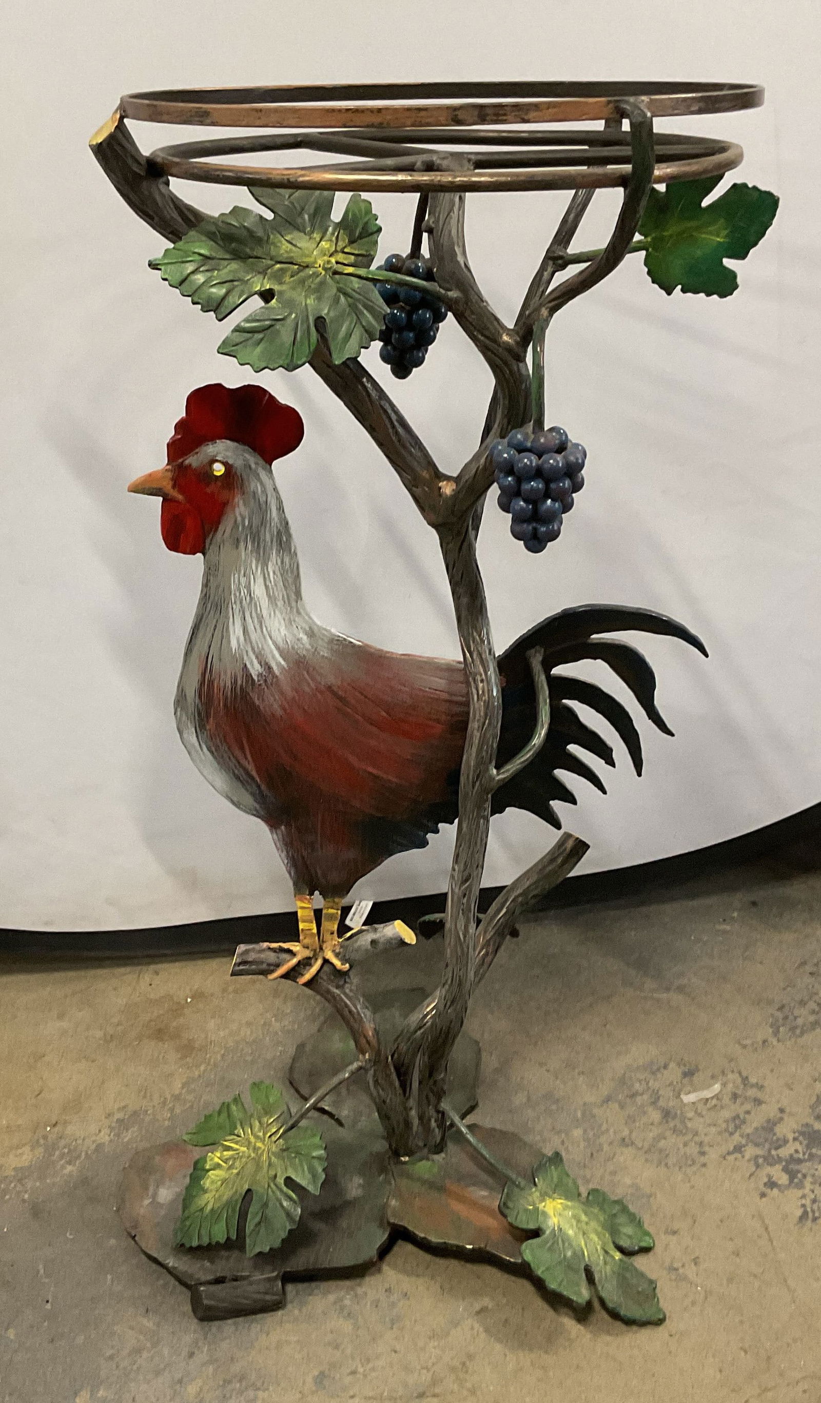 Vintage Painted Cast Iron Rooster Plant Stand 30in (1 of 7)