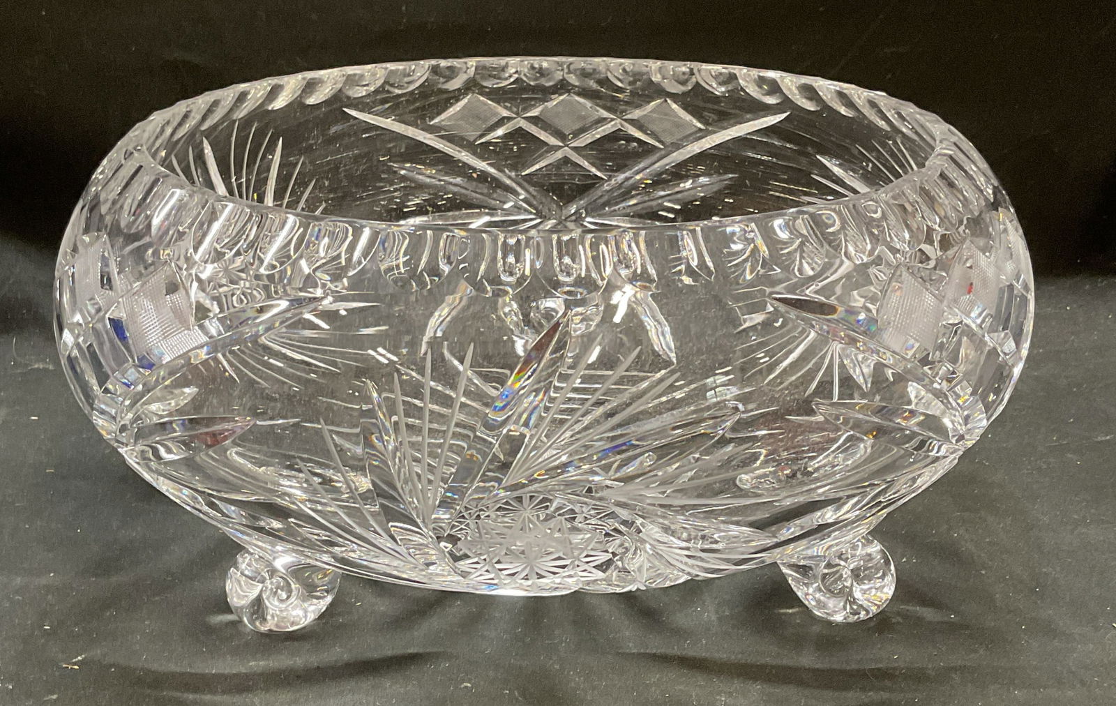 Vintage Heavy Cut Crystal Footed Bowl 12in (1 of 9)