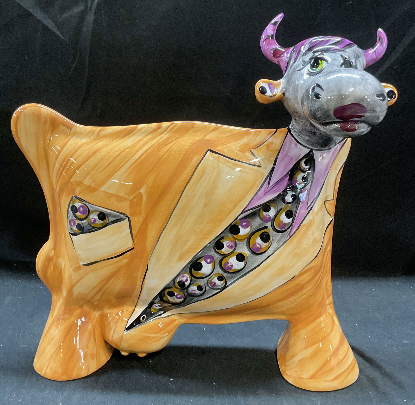 Anatoly Turov Ceramic Cow Figural, 15 In T (1 of 8)