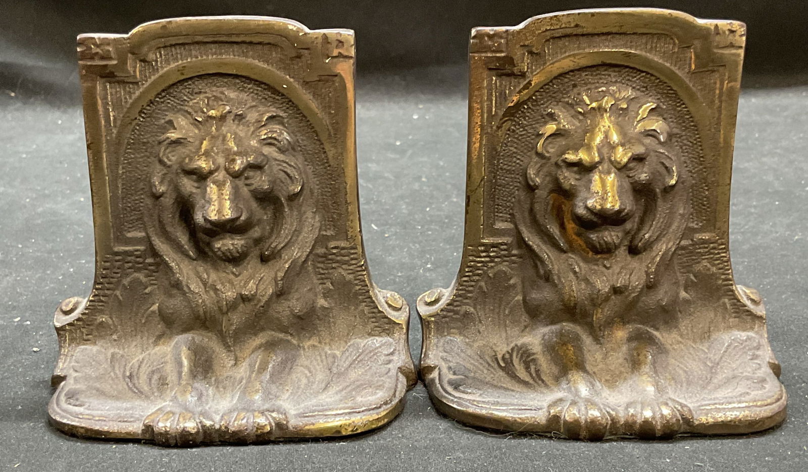 Pair Vintage Silver Pl Brass Lion Bookends (1 of 7)