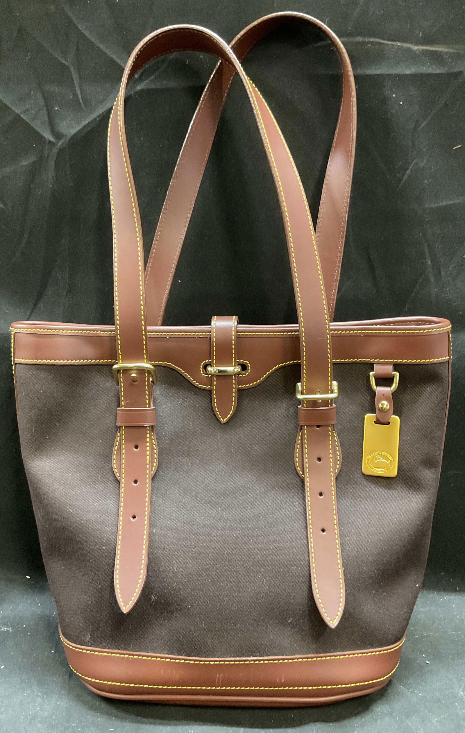 Vtg Dooney & Bourke Brown Canvas Handbag USA (1 of 10)