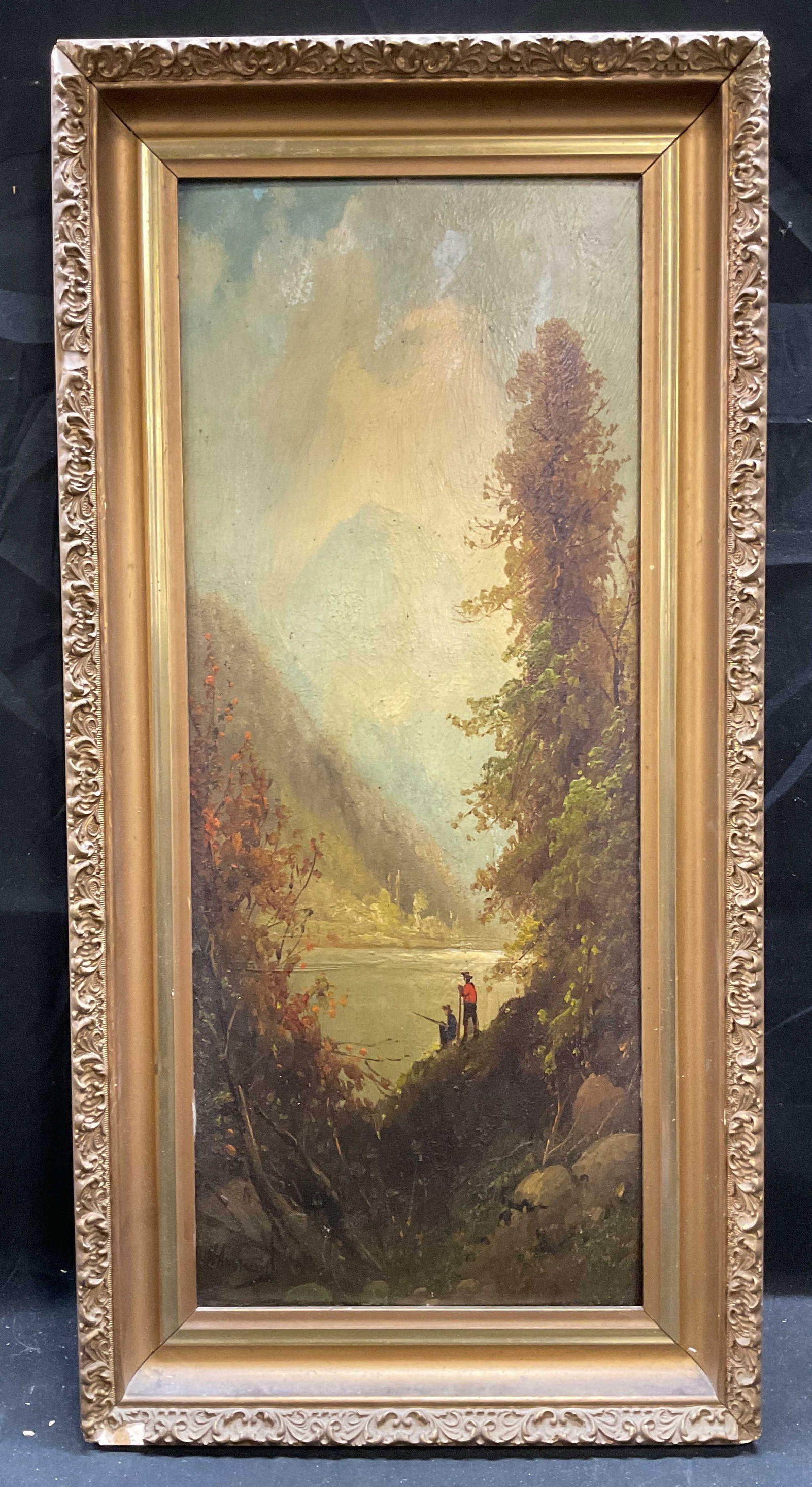 Signed H Andrews Landscape Figures Oil Painting (1 of 6)