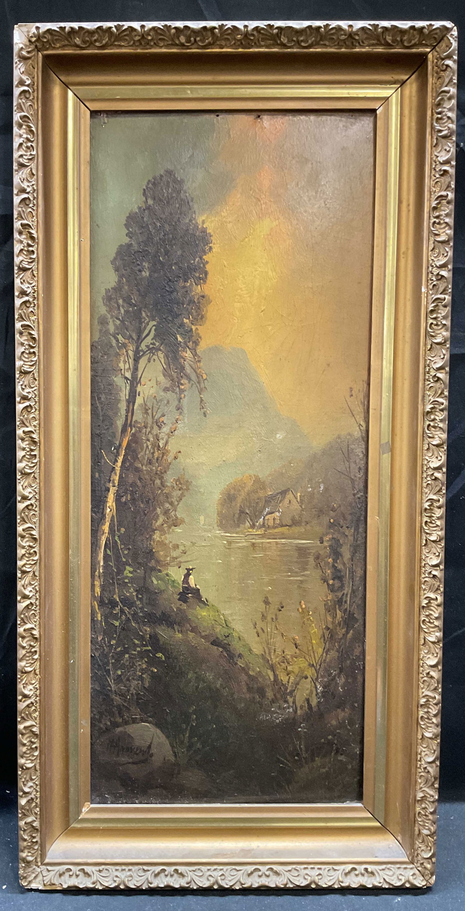 Signed H Andrews Landscape Figure Oil Painting (1 of 6)