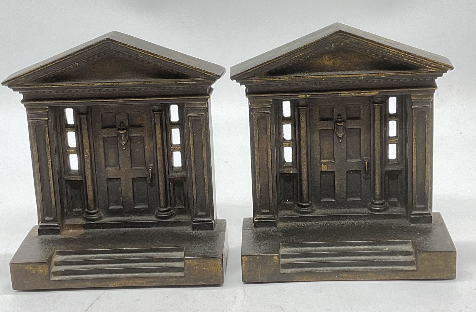 Pair Vintage Gilt Cast Iron Architectural Bookends (1 of 6)