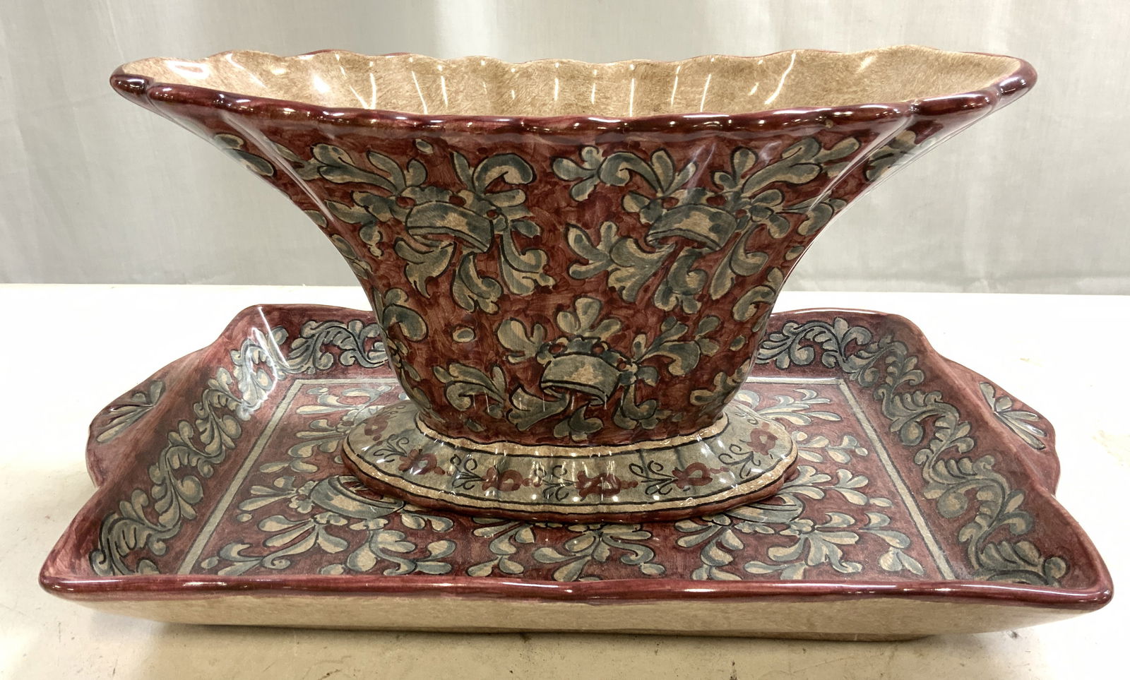 BIAGIOLI CERAMICHE HnPntd Majolica Vase & Tray ITALY (1 of 8)