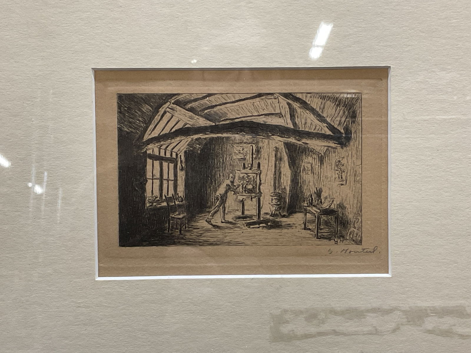 Antq Signed Monteil Studio of Rousseau Etching (1 of 6)