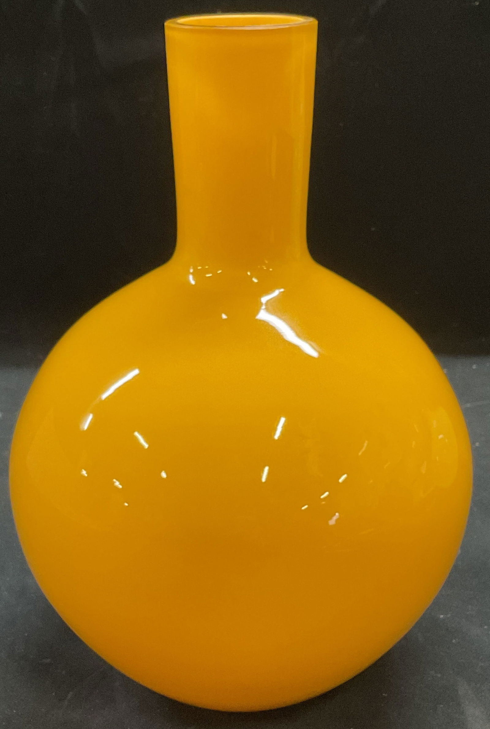 MCM Cased Yellow Art Glass Bulb Vase (1 of 6)