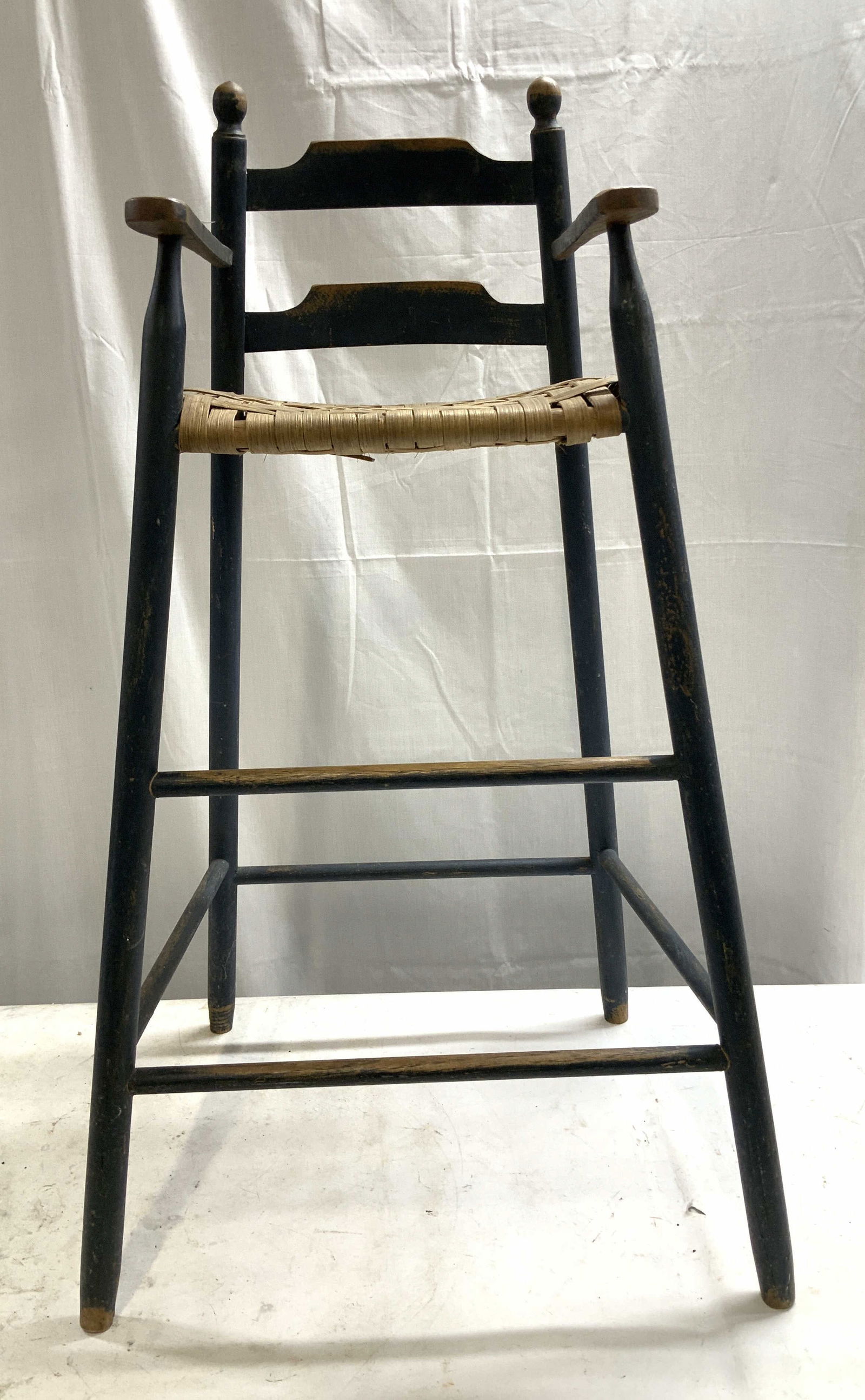 Vntg Shaker Style Wooden & Woven High Chair (1 of 7)