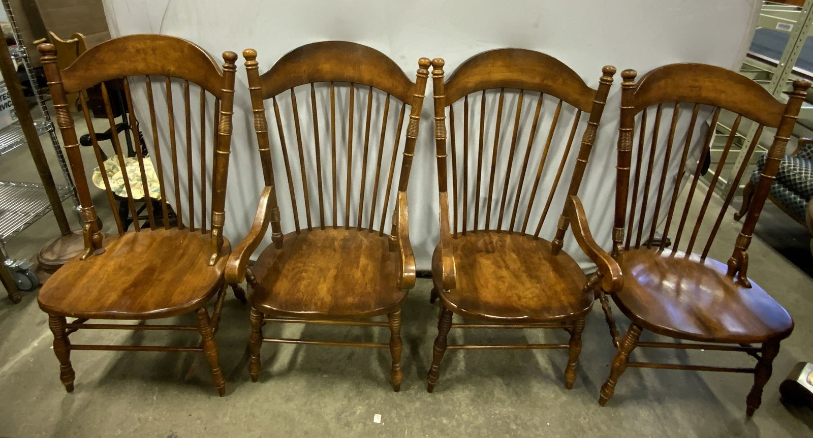 Set 4 Carved Wooden Windsor Dining Chairs (1 of 10)