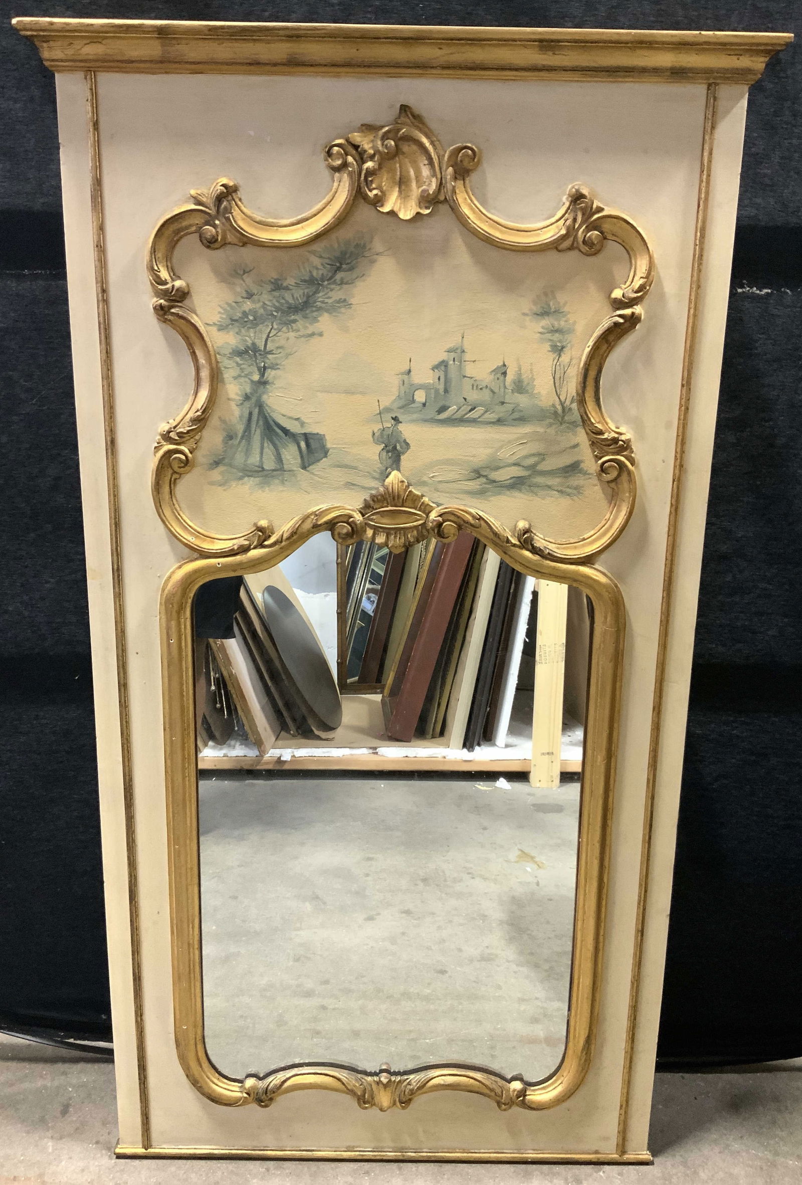 Early 1900s French Pntd Trumeau Wall F Plc Mirror (1 of 9)