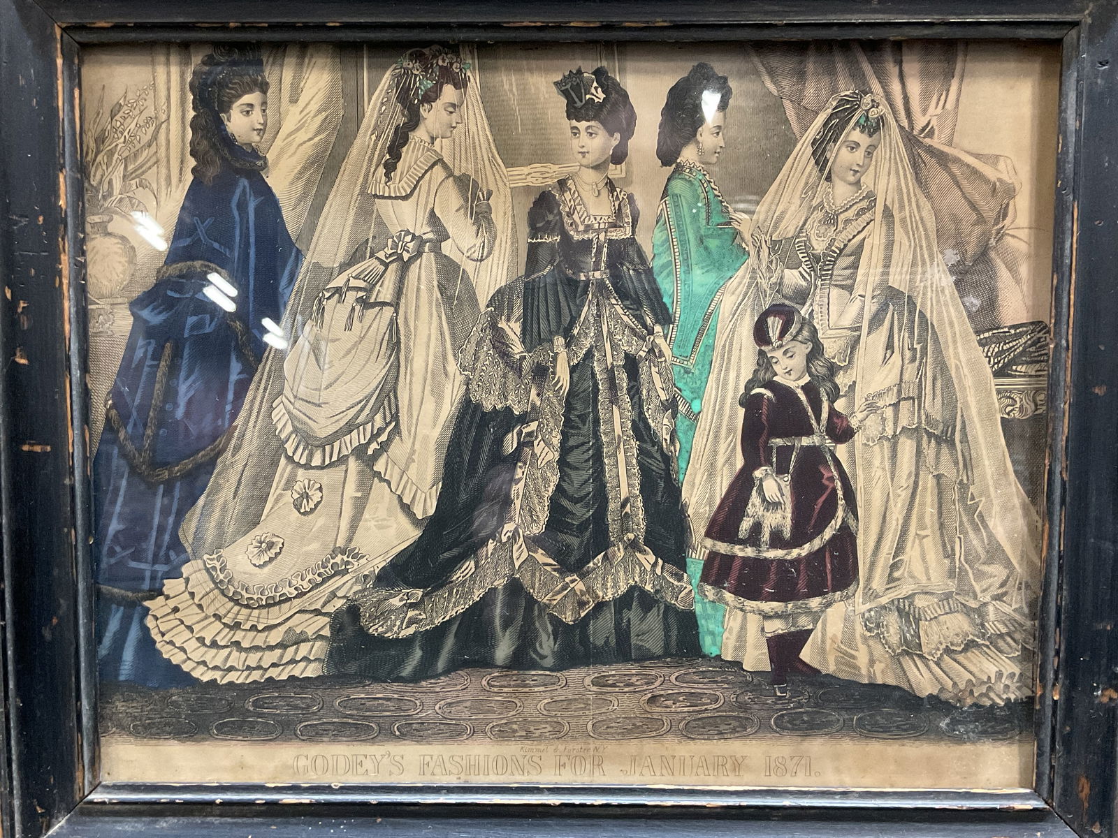 Framed 1871 Godeys Fashion Chromolithograph (1 of 6)