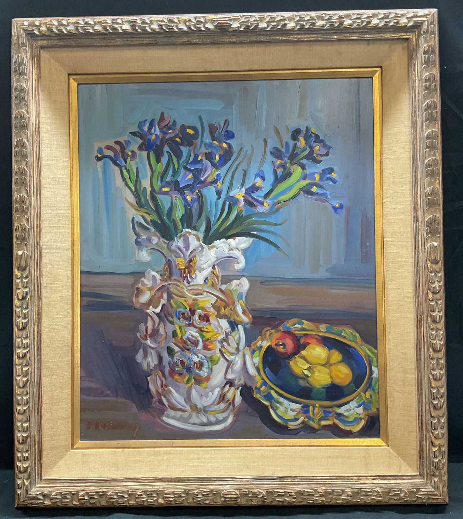Signed Still Life Fruit & Flowers Oil Painting (1 of 7)