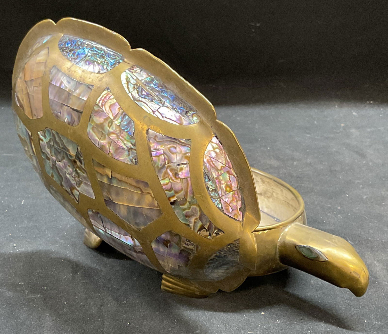 Vtg Handmade Brass Abalone Turtle Box, Mexico (1 of 7)