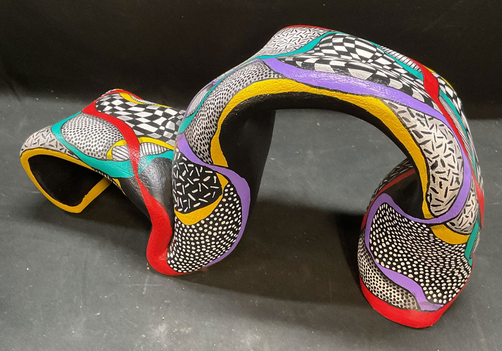 Signed Hand Painted Abstract Ceramic Sculpture (1 of 7)