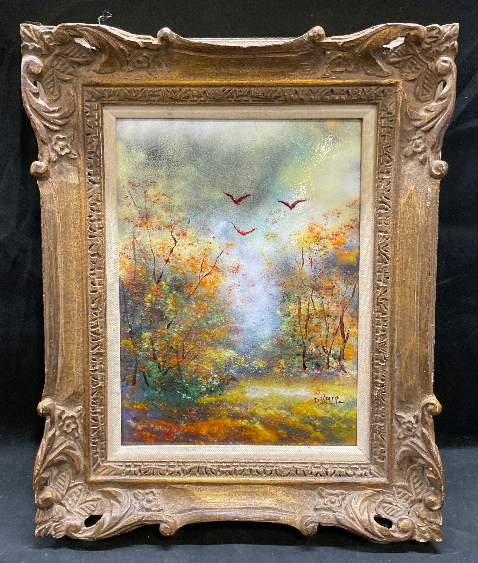 Signed D Karp Landscape Enamel Painting (1 of 6)