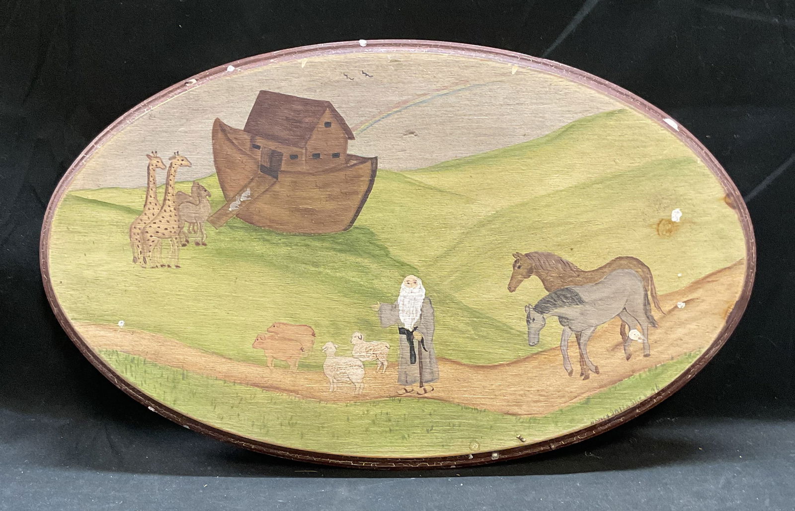 Gallagher Folk Art Noahs Ark Wood Panel Painting (1 of 6)