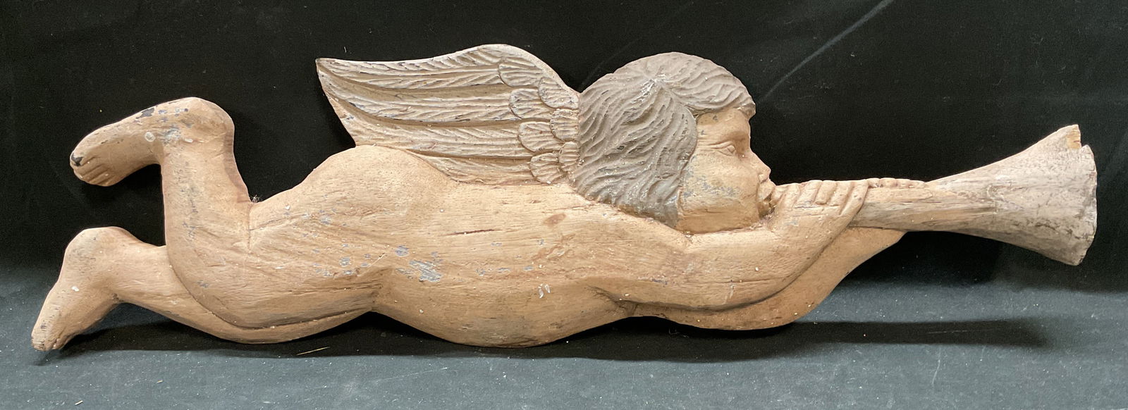 Vintage Handmade Angel Trumpet Wood Plaque (1 of 6)
