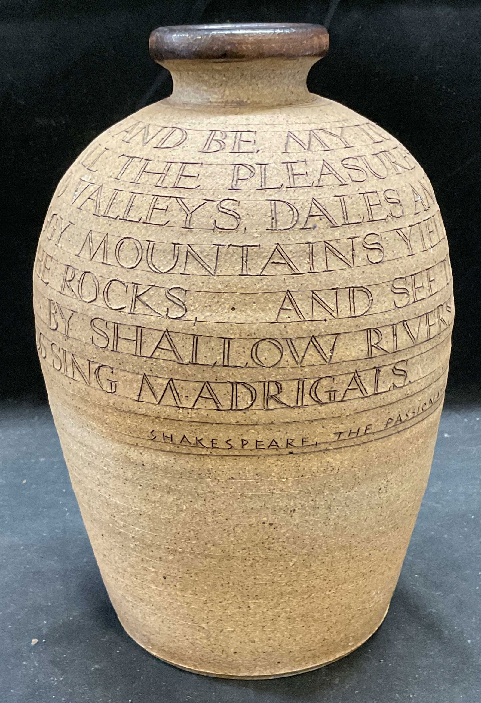 Signed HS Poetry Stoneware Pottery Jug (1 of 6)