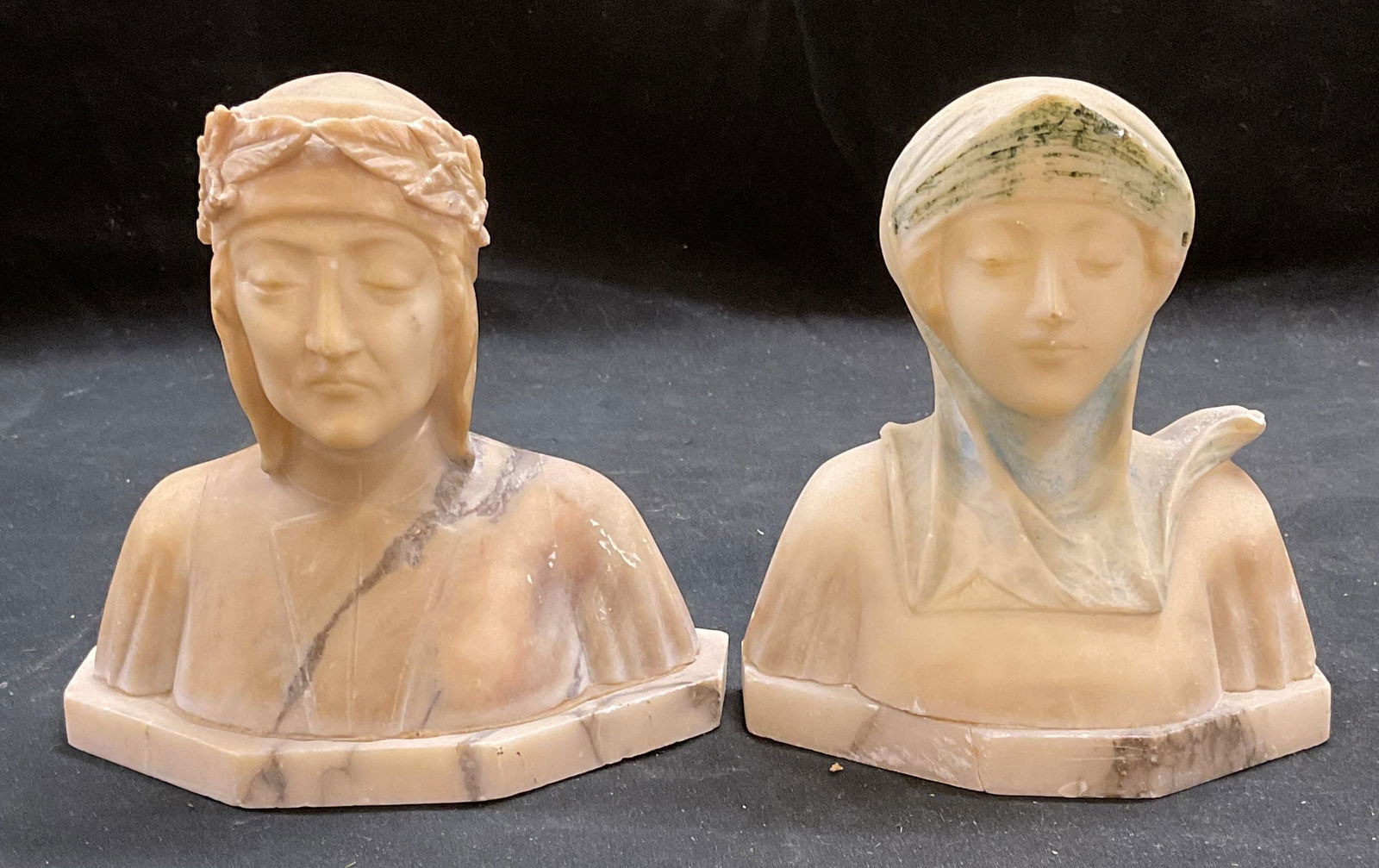 Pair Vintage Carved Alabaster Figural Bookends (1 of 7)