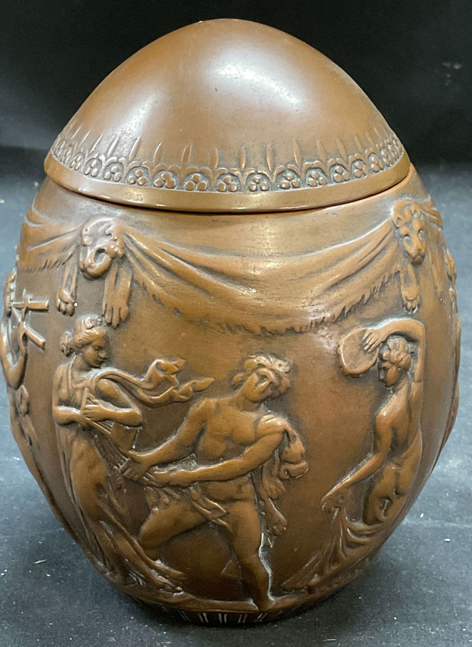 Antq Dini E Cellai Signa Bronze Ceramic Lidded Jar (1 of 6)