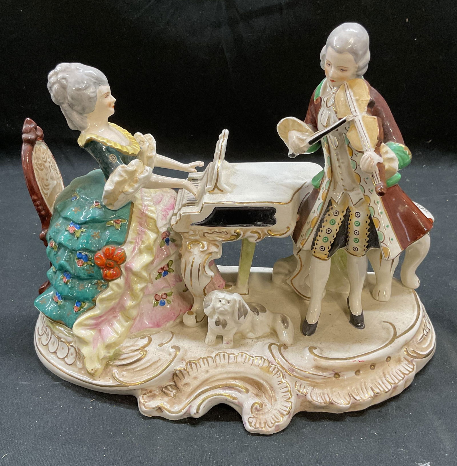 Sgn Vintage Gilt Porcelain Musicians Figurine (1 of 7)