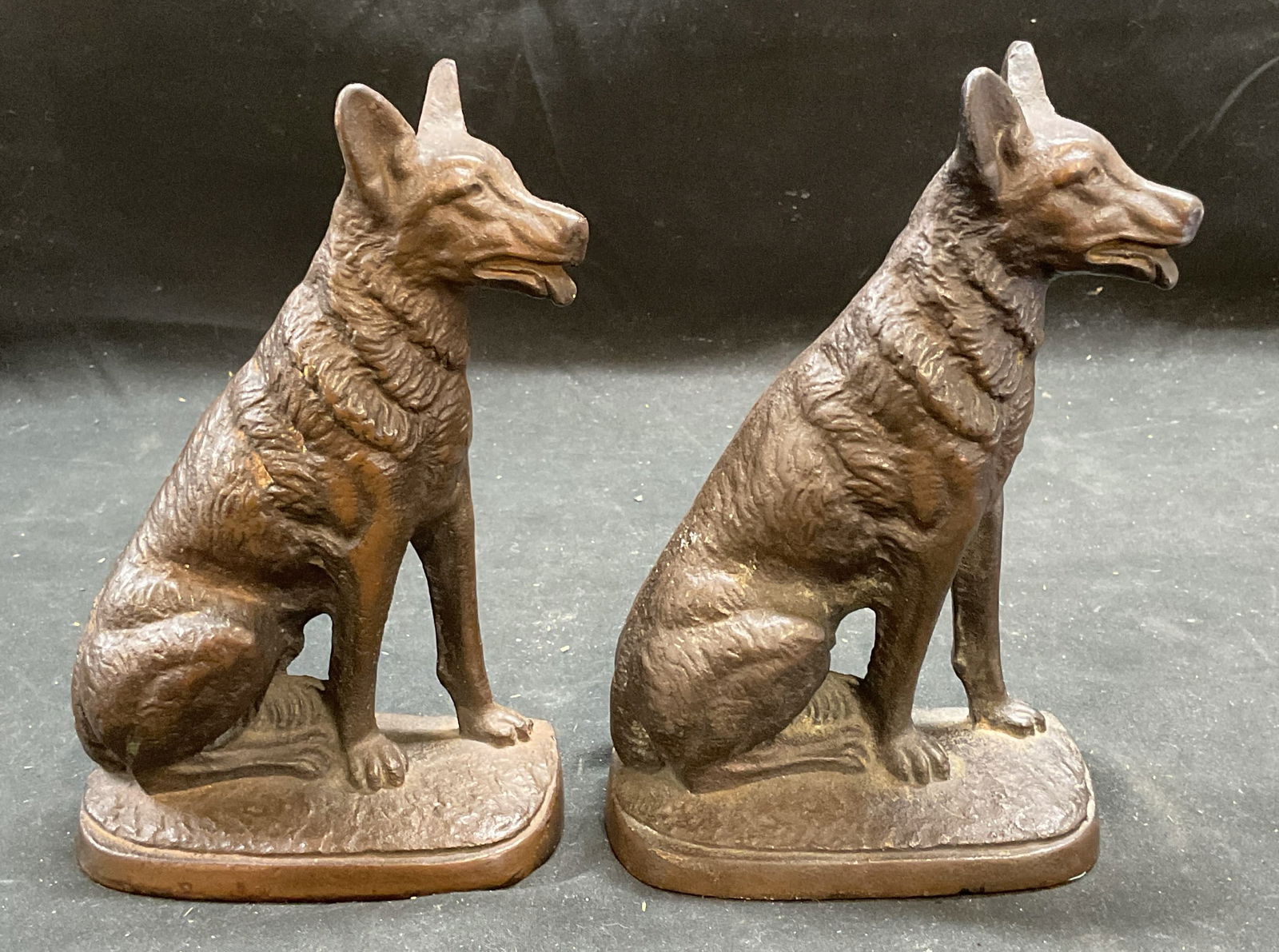 Pair 1927 Gift House Bronze Dog Bookends (1 of 7)