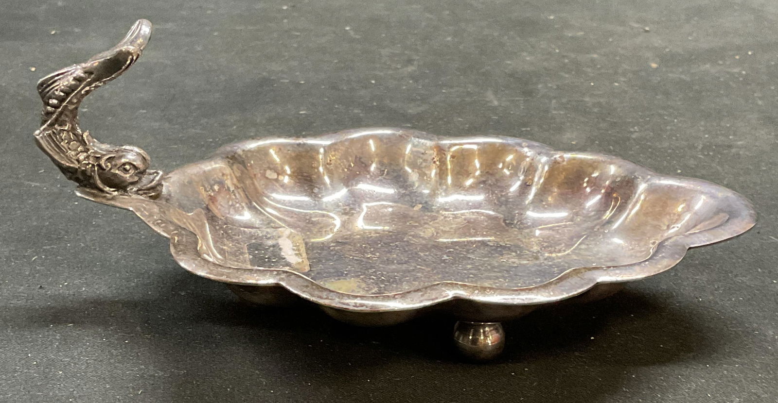 Vtg Signed Silver Plated Footed Bon Bon Dish (1 of 6)