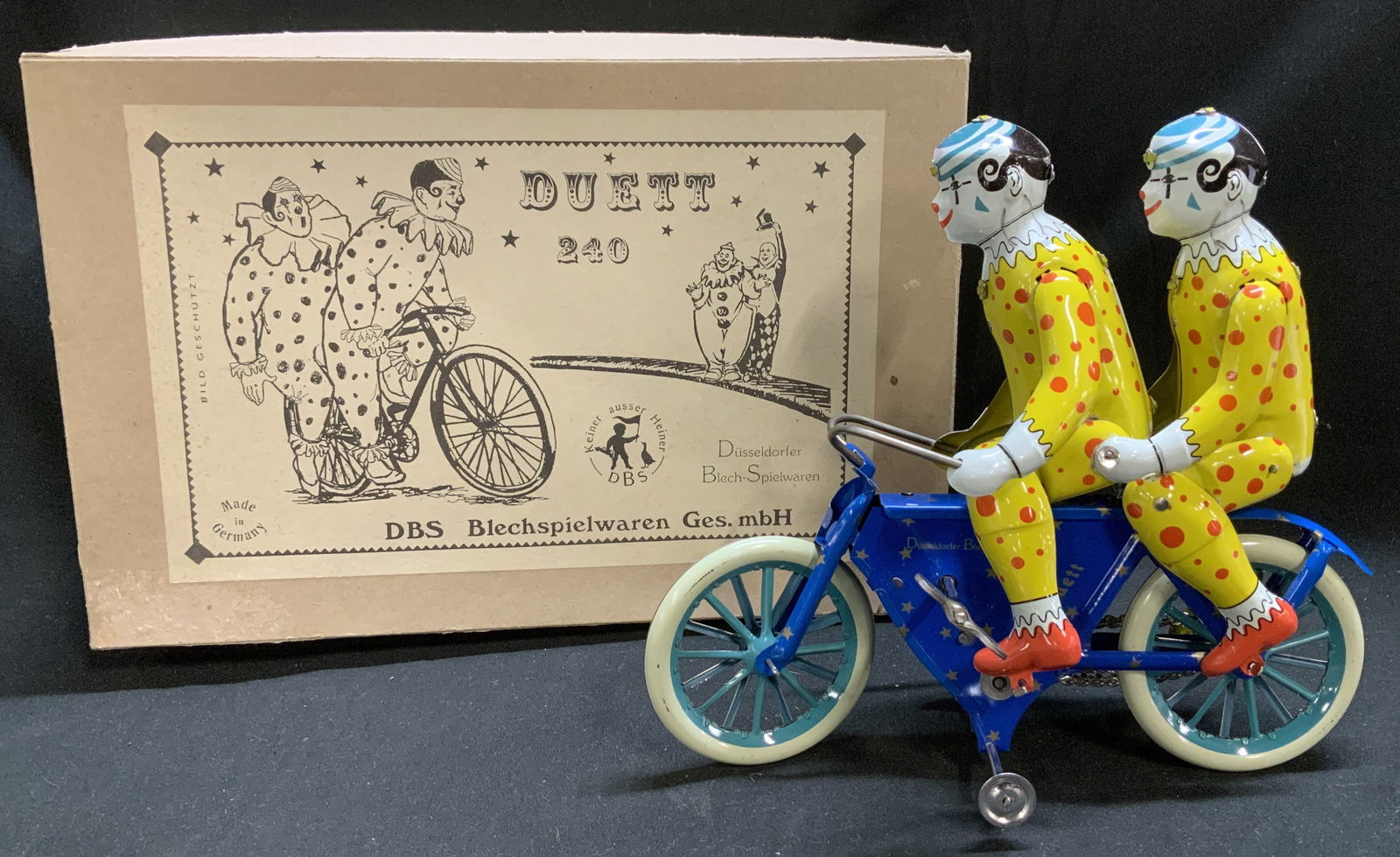 Vntg DBS Duett 240 Clown Wind-Up Toy W Box GER (1 of 10)