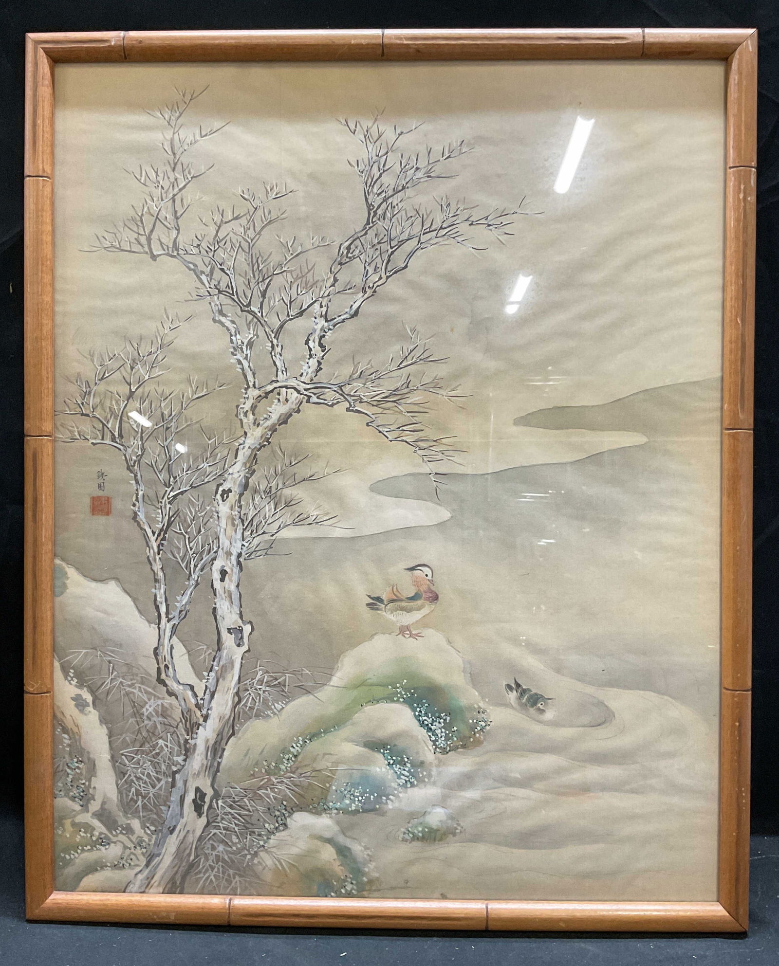 Signed Senyen Mandarin Duck Landscape Painting (1 of 6)